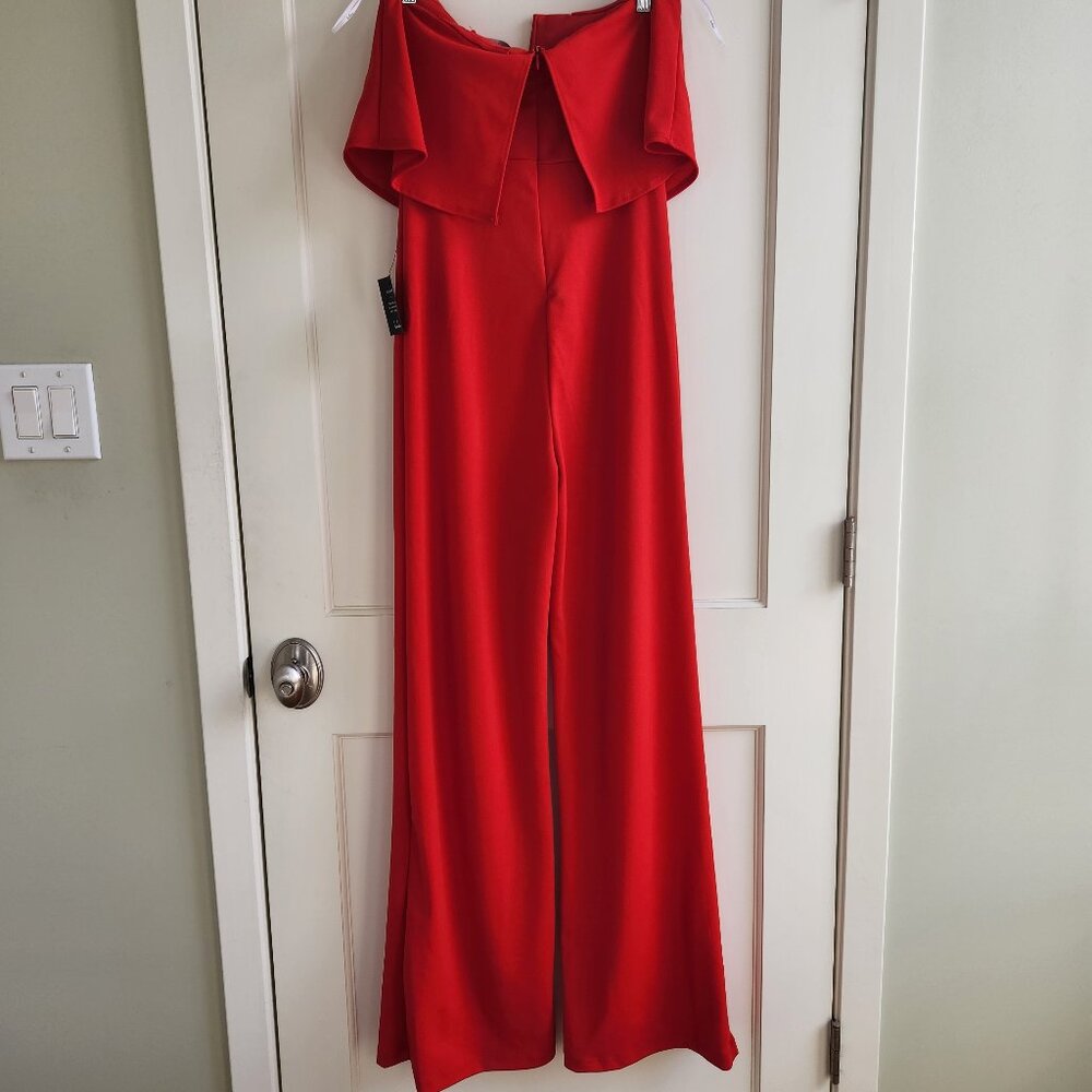 Lulus Red Strapless Wide Leg Jumpsuit NWT Formal Evening Jumpsuit Size L